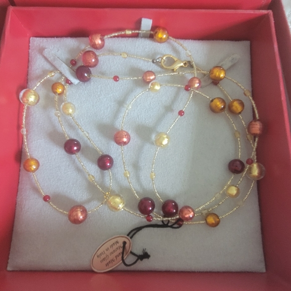MADE IN ITALY MURANO GLASS BEADS LONG NECKLACE  BRAND NEW, NEVER BEN USED . - Picture 7 of 9